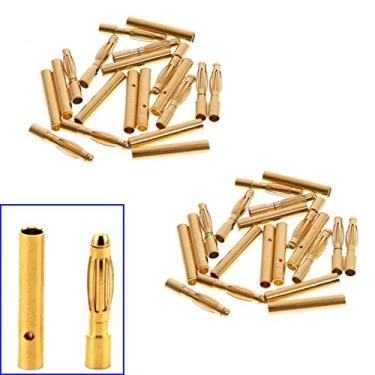 Imagem de ShareGoo 20 Pairs 2.0 mm Plated Male and Female Gold Bullet 2mm Banana Connector Plugs for RC Battery ESC Motor