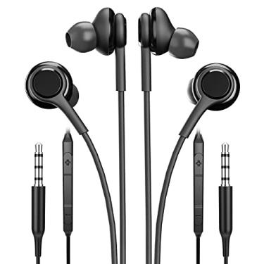 Imagem de WASRUYI Fone de ouvido com fio de 3,5 mm (pacote com 2) fone de ouvido com microfone, computador, laptop, jogos, fone de ouvido de videogame, fone de ouvido compatível com Galaxy S10 Kid para escola