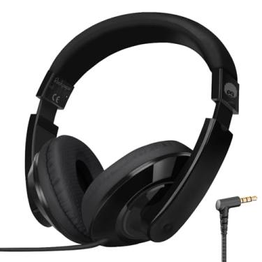 Imagem de rockpapa Fones de ouvido infantis confortáveis para escola, leves, para crianças, meninos, meninas, adolescentes, 3,5 mm, para leitor de CD DVD, tablet, celular, viagem, preto