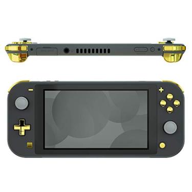 Imagem de eXtremeRate Cromado Dourado Brilhante Substituição ABXY Home Capture Plus Minus Keys Dpad L R ZL ZR Grigger para Nintendo Switch Lite, Conjunto completo de kits de reparo de botões com ferramentas para Nintendo Switch Lite