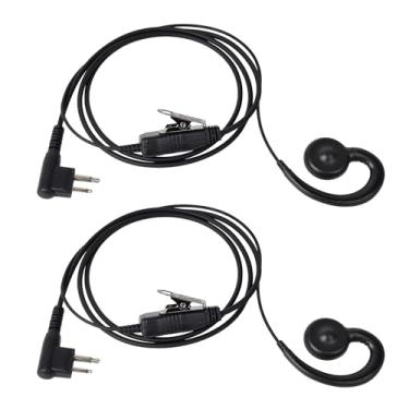 Imagem de YNIBST Fone de ouvido giratório de 1 fio com gancho C com microfone e PTT em linha, para Motorola CP185 CP200 CP200D BPR40 CLS1410 RDV5100 (2 unidades)