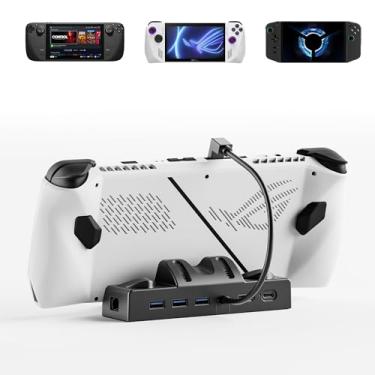 Imagem de Kstkry Estação de ancoragem para ROG Ally/Steam Deck/Lenovo Legion Go, base 6 em 1 com HDMI 2.0 4K a 60Hz Gigabit Ethernet 3 USB-A e carregamento USB-C 3.0, compatível com ROG Ally/Steam Deck/Lenovo
