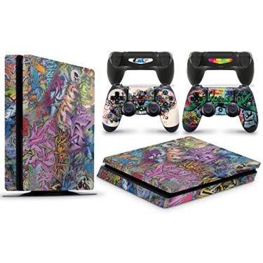 Imagem de Adesivos de decalque de vinil para console PlayStation 4 da giZmoZ n gadgetZ + 2 adesivos de controle, Playstation 4 Slim, GNG-PS4-SLIM-GRAFFITI-SKINS