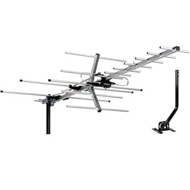 Imagem de [Mais recente 2020] Antena de TV de cinco estrelas, antena externa Yagi Satellite HD com alcance de até 200 quilômetros – antena de TV de montagem no sótão ou no teto, antena OTA digital de longo alcance para 4K 1080P, Antenna plus J pole