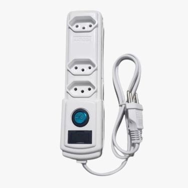 Imagem de Filtro De Linha 3 Tomadas Branco com Fusível - Bright