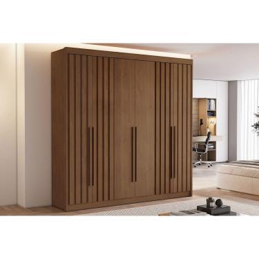 Imagem de Guarda Roupa 6 Portas (4 Ripadas) e 6 Gavetas Portugal Cacau - Conquista