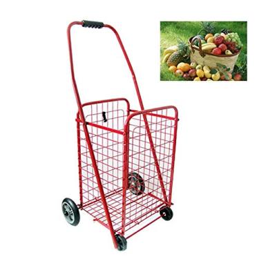 Imagem de Carrinho de compras com 8 rodas, carrinho de compras dobrável, com função de subir escadas e à prova d'água (vermelho 4 círculos) (preto 8 redondos) (4 redondos vermelhos)