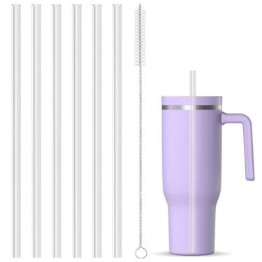 Imagem de Canudos de substituição compatíveis com copo Hydrapeak Voyager de 1,134 g - Canudo transparente reutilizável de 30 cm para copo Contigo Streeterville - pacote com 6 canudos e 1 pacote de escova de