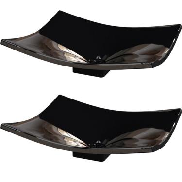 Imagem de Kit 02 Cubas De Apoio Banheiro Lavabo C01 Folha F44 Preto