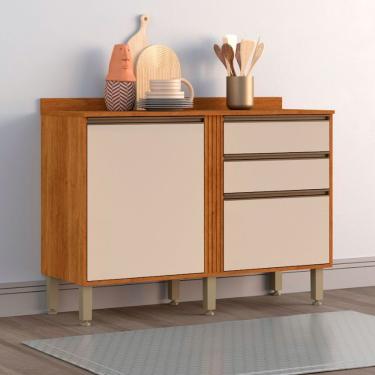 Imagem de Balcão Pérola Em Mdp Com 2 Portas Sallêto Cinamomo/ Off White