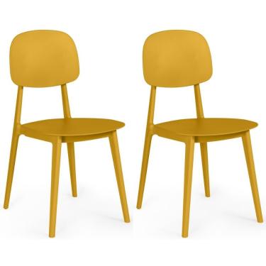 Imagem de Kit 2 Cadeiras Itália Para Sala/cozinha Em Polipropileno - Amarelo