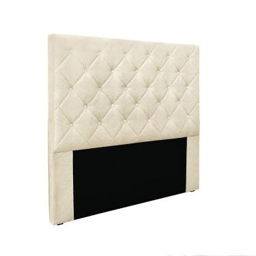 Imagem de Cabeceira para Cama Box King Tania 195 Cm Linho Rosa Costura com Botões D'Rossi