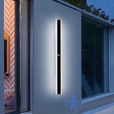 Imagem de Luz de parede longa LED para exterior com sensor de movimento, lâmpada de parede IP65, à prova d'água, jardim, arandela, interior/exterior, acrílico para varanda, varanda, garagem, preto 3000K/4000K
