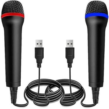 Imagem de Pacote com 2 microfones USB com fio BM para Guitar Hero, Rock Band, Lets Sing – Compatível com Xbox One, Xbox 360, PS2, PS3, PS4, PS5, Switch, Wii, Wii U