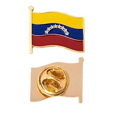 Imagem de Desert Cactus Broche de lapela da Venezuela esmalte country feito de metal chapéu de lembrança masculino feminino patriótico venezuelano (broche de lapela com bandeira de onda), Waving Flag Lapel Pin,