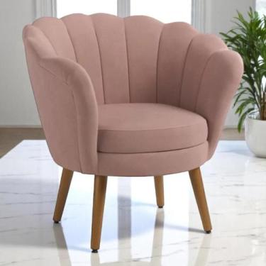 Imagem de Poltrona Pétala Veludo Rosa Pés Palito - FRI Varejo
