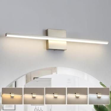 Imagem de fengkiop Luminária De Banheiro Moderna 24", Níquel Escovado 18 W Sobre Espelho, Iluminação Arandela Led Regulável 5 Cc Para Restaurante