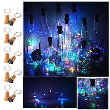 Imagem de Decorman Pacote Com 10 Luzes Solares Para Garrafas De Vinho, Led À Prova D'Água Em Formato Cortiça Cobre Decoração Casamento/Natal/Exterior/Feriado/Jardim/Pátio/Quintal/Caminho (Coloridas)
