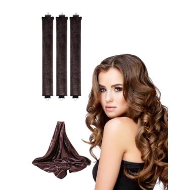 Imagem de Eoglirie Modelador De Cachos Sem Calor Com Cachecol, Veludo Para Dormir Durante A Noite, Gancho Cachos, Faixa Cabeça, Cachecol Seda, Kit Modelar Longos, Médios E Curtos (3 Unidades + Contagens)