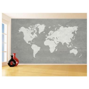 Imagem de Papel De Parede 3D Mapa Mundi Concreto Cimento 3,5M Nmu81 - Você Decor
