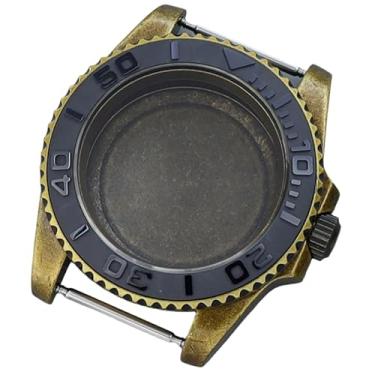 Imagem de FEIYASHI Caixa de relógio de 40 mm de vidro de cristal de safira conjunto de anel de cerâmica para movimento Nh34 Nh35 Nh36 Nh38 8215 2824, Moldura de cerâmica preta da caixa de bronze, 8215 Movement