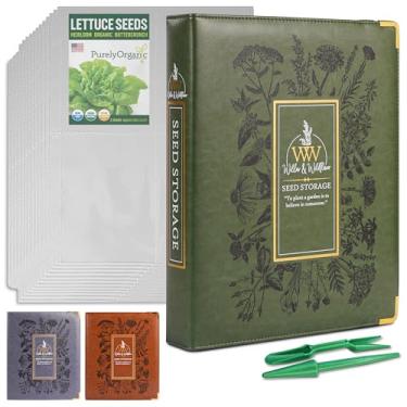 Imagem de Create-ables Pasta organizadora de sementes de jardim de salgueiro e flores silvestres, organizador de sementes, livro de fichário de jardim para catálogo de armazenamento de pacotes, pode armazenar