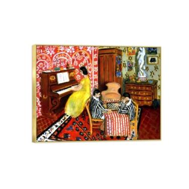 Imagem de BMZFYBS Quadro dourado arte de parede pinturas famosas - imagens em tela para sala de estar - pianista e músico - pôster e impressões de decoração de casa 80 x 105 cm 31 x 41 pol