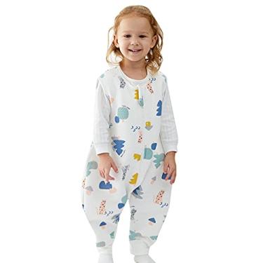 Imagem de Duomiaomiao 1.0 TOG Saco de dormir infantil super respirável 12-24 meses 100% algodão, saco de dormir para quatro estações com pés, cobertor acolchoado confortável para crianças