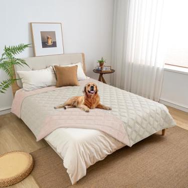Imagem de fuguitex Cobertor Impermeável Para Cães Reversível Para Cães Pequenos Resistente À Prova De Vazamento Lavável Capa Protetora De Almofada De Sofá Para Móveis Internos Pet Friendly (82" * 102", Rosa B