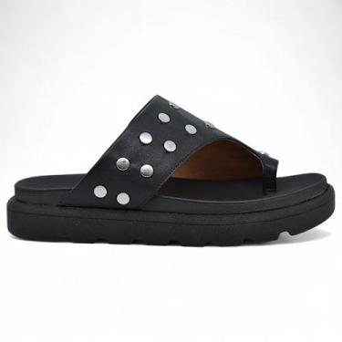 Imagem de Sandalia Vizzano Feminina Tratorada Papete Casual Tachas, Preto, 36