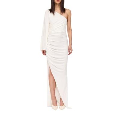 Imagem de Ronny Kobo Vestido longo feminino Kallista de um ombro só, Branco, GG