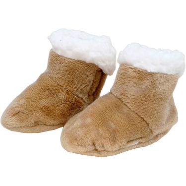 Imagem de Pantufas Sapatinho Inverno Marrom Para Bebê De 0 a 12 Meses