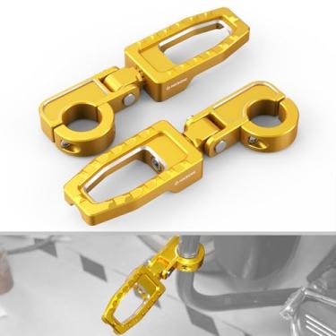 Imagem de NICECNC Kit De Apoio Para Os Pés Com Suporte Protetor Motor Dourado 1,25" E Compatível Harley Electra Glide Standard Flht 2010-2023, Substituição 49184-09A, Veja A Montagem