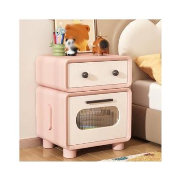 Imagem de Mesa De Cabeceira Estreita Com Couro Totalmente Revestido, Moderna De Madeira Para Sofá De Quarto, Dormitório, Espaços Pequenos(Pink,15x15x19")