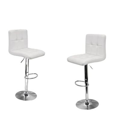 Imagem de Kit 3 Banquetas Confort Gomos Estofada Couro Giratória c/Regulagem (Branco)