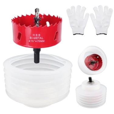 Imagem de Crapyt Serra de furo de 2-3/4" (70 mm) para luzes embutidas, cortador de furo com coletor de poeira para corte de metal de madeira e plástico, conjunto de kit de serra para teto, drywall, orifício de