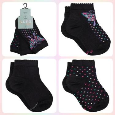 Imagem de Kit com 3 Pares de Meia Infantil Cano Médio Lupo 2680-089, 0926, 08 - 