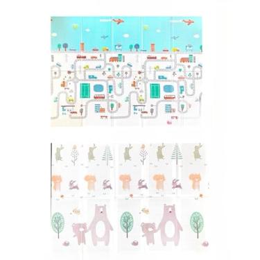 Imagem de Tatame Infantil，Almofada de Aquecimento Infantil 200cm X 150cm X 8mm, Borracha Dupla Face, Almofada de Bebê Espessada de 10mm(Pista Urso 180x150x8MM GROSSO)