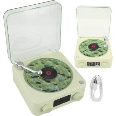 Imagem de Caixa de Som Toca Disco Vinil Vitrola Bluetooth Cartao Tf Musica Ilumi