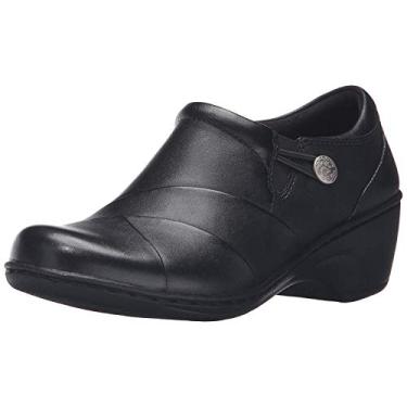 Imagem de Clarks Mocassim feminino Channing Ann Slip-On, Couro preto, 38