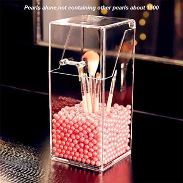 Imagem de Ymiko Clear Makeup Brushes Box Beauty Brush Container Lápis Batom Holder Ferramentas de Maquiagem Balde de Armazenamento Com Tampa Sturdy Grande Capacidade para Dressing Table Beauty (PINK)