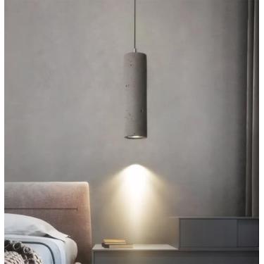 Imagem de Luz Pendente De Concreto Longa Moderna Industrial Ilha De Cozinha Luminária Led Sala De Jantar Cimento Pendurado Luz De Teto Ajustável Em Altura Para Quarto Sala De Estar Bar, Grey, 6 * 30 cm
