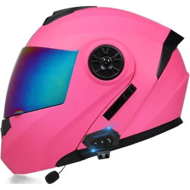 Imagem de Capacete Bluetooth Modular Para Motocicleta, Aprovado Pelo Dot Bluetooth Fm Full Face Flip Up Front Helmet Para Adultos Homens Mulheres Ciclomotor Street Racing Com Microfone Par, C, S(55~56cm)
