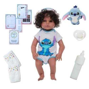 Imagem de Boneca Reborn Bebê Princesa Stitch Realista + Acessórios - Cegonha Reb