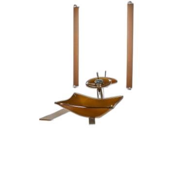 Imagem de Gabinete Vidro Banheiro Inox 70Cm Cuba Retangular Dourado