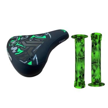 Imagem de Kit Manopla Colorido e Selim Banco Bike Dirt Bmx Wheeling Vgm Courvin Tipo Gios Colorido