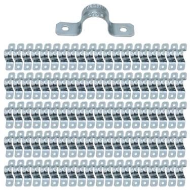 Imagem de TOMSHIELE Braçadeira de tubo de aço zincado de 1/2 polegada, tubo rígido de aço, suporte em U de 2 furos, braçadeira de tubo, correias de conduíte elétrico (100 peças)