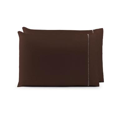 Imagem de Par de Fronhas 70cm x 50cm 2 Peças Laura  Toque Percal 200 Fios 100% Poliéster - Marrom