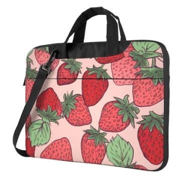 Imagem de Capa para laptop padrão morango 15,6 polegadas à prova de choque capa protetora para notebook bolsa portátil para laptop bolsa à prova d'água para homens e mulheres