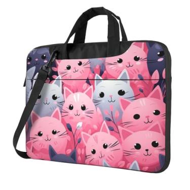 Imagem de Capa protetora para notebook de gato rosa à prova de choque bolsa portátil para laptop à prova d'água para homens e mulheres, Preto, 13 inch